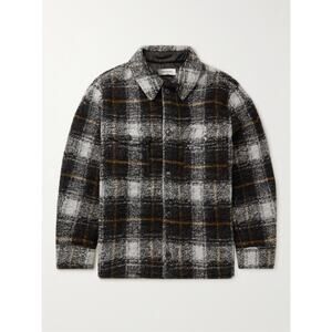 Isabel Marant 'Kervont' Black Polyester Checked Wool-Blend Boucl� Overshirt